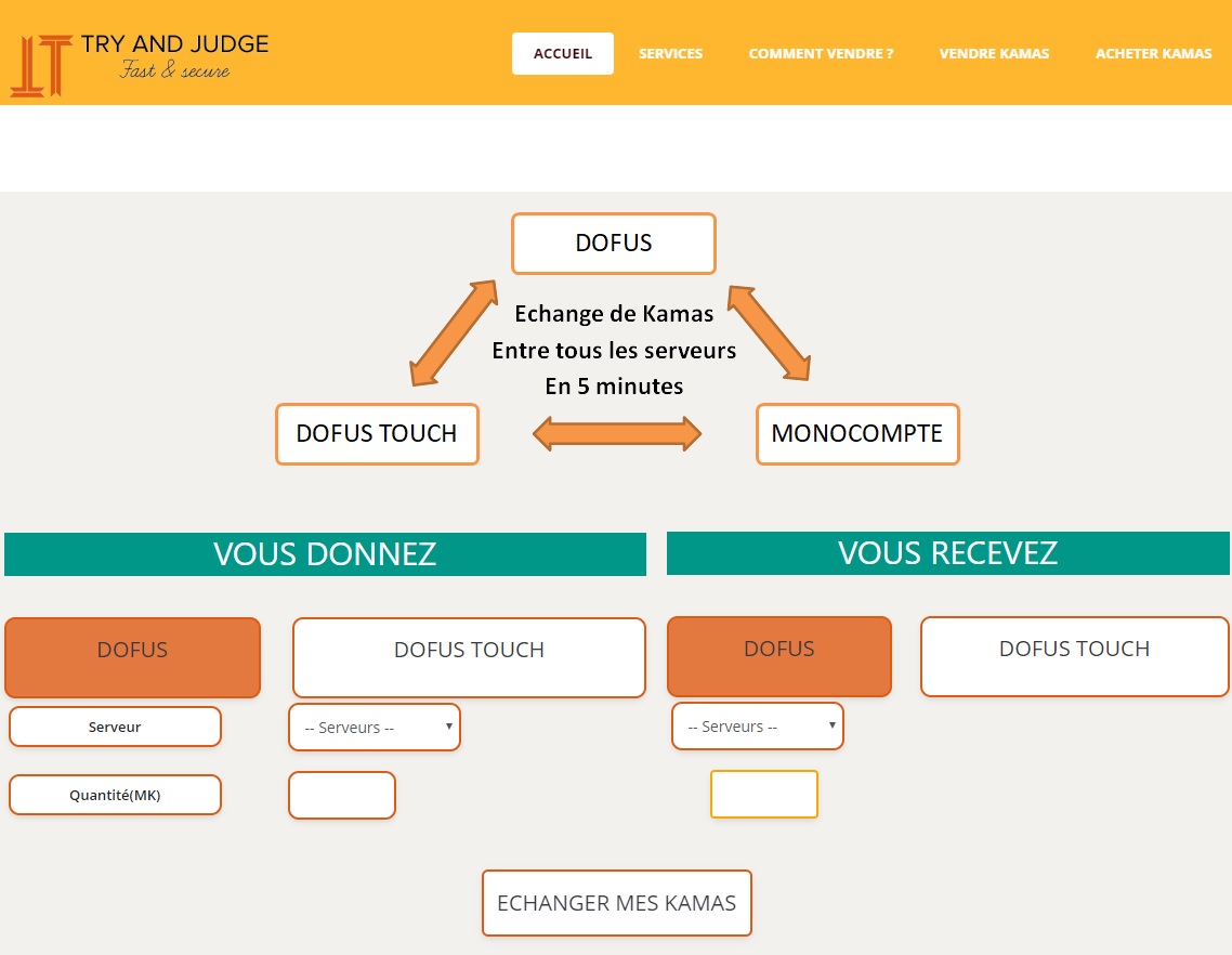 Exchange Kamas Transfert Dofus Kamas